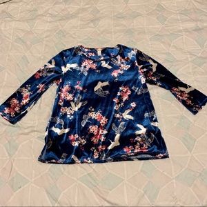 Velvet cherry blossom top